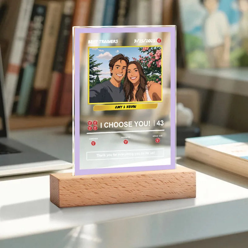 Personalisiertes Pokémon-Karten Nachtlicht | Acryl-Leuchtplakette mit Foto & Text (12x18cm)