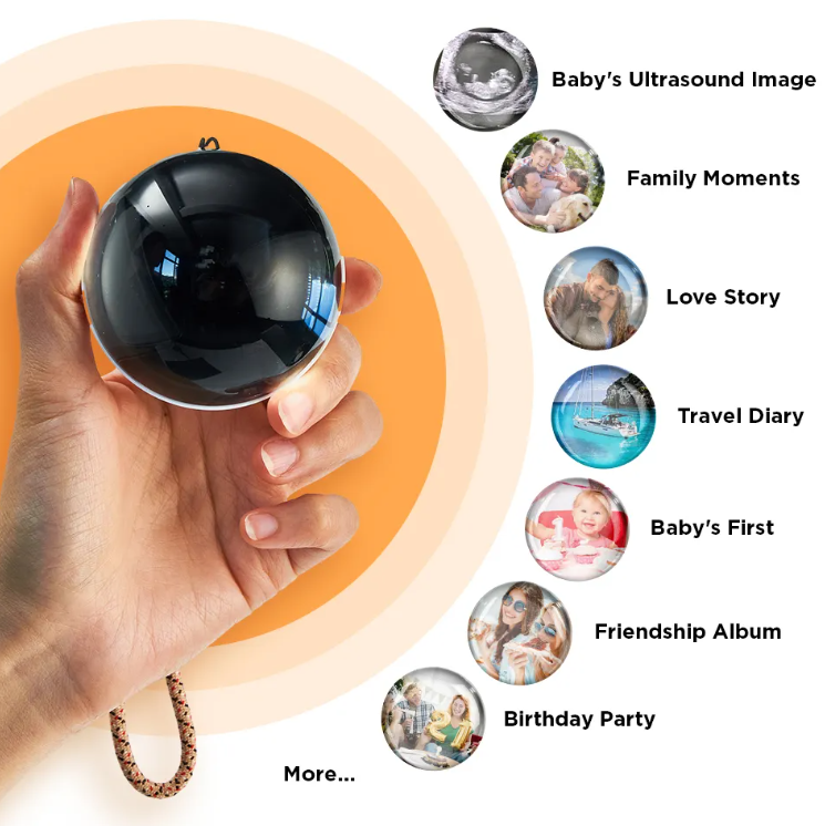 Glas Video Kugel Memory Orb - Abspielbare Video-Kugel, Personalisierbar, Perfekt für Liebende, Valentinstag, Geburtstag, Weihnachte, Feiern