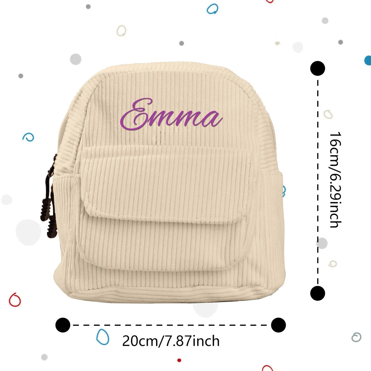 Personalized Corduroy Mini Backpack with Name - School Backpack and Back-to-School Gift for Kids