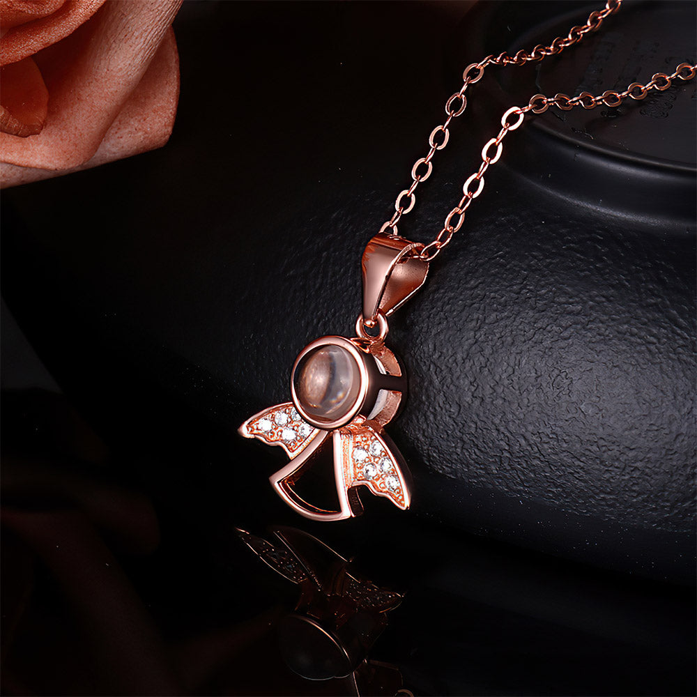 Personalisierte Engelsanhänger-Projektionskette – Foto-Kette aus 925er Silber