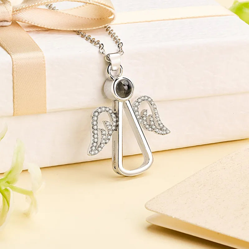 Personalisierte Foto-Projektionskette – Engelsanhänger Valentinstag Liebe Andenken