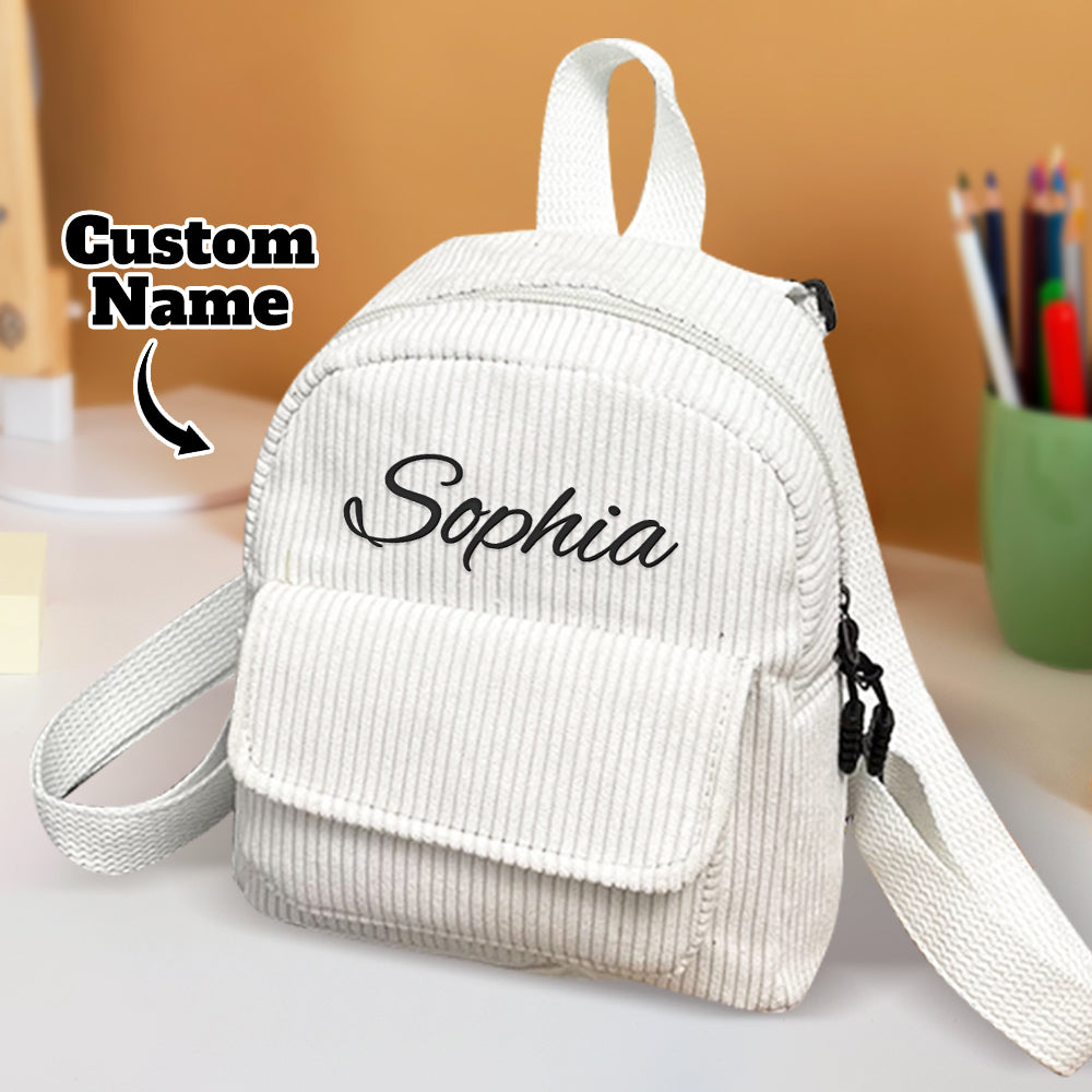 Personalized Corduroy Mini Backpack with Name - School Backpack and Back-to-School Gift for Kids