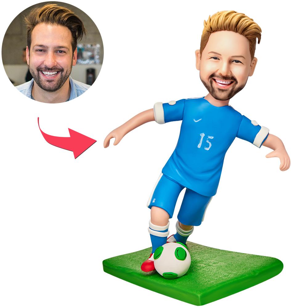 Personalizirani nogometni bobblehead - igrač koji trči s gravurom
