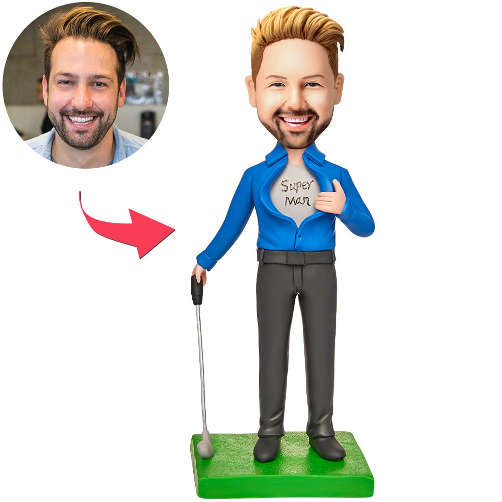 Personalizirani golf Bobblehead – poslovni čovjek na zelenilu s gravurom