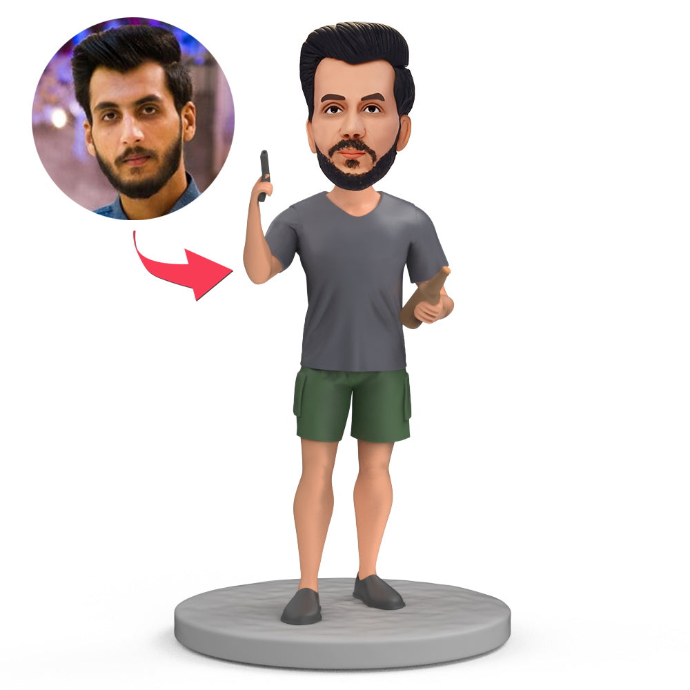Personalized Bobblehead – With Gun & Beer and Engraving