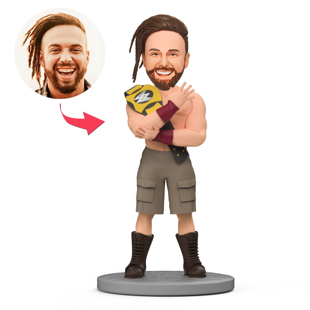 Personalizirani hrvački prvak Bobblehead – gospodar ringa s graviranjem
