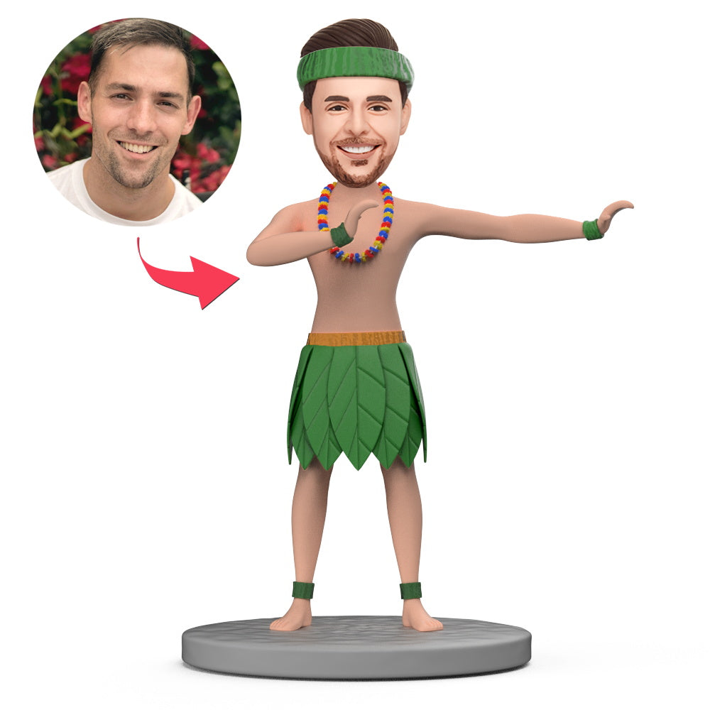 Personalizirana Hula Bobblehead – Sretan dječak u havajskom stilu s graviranjem