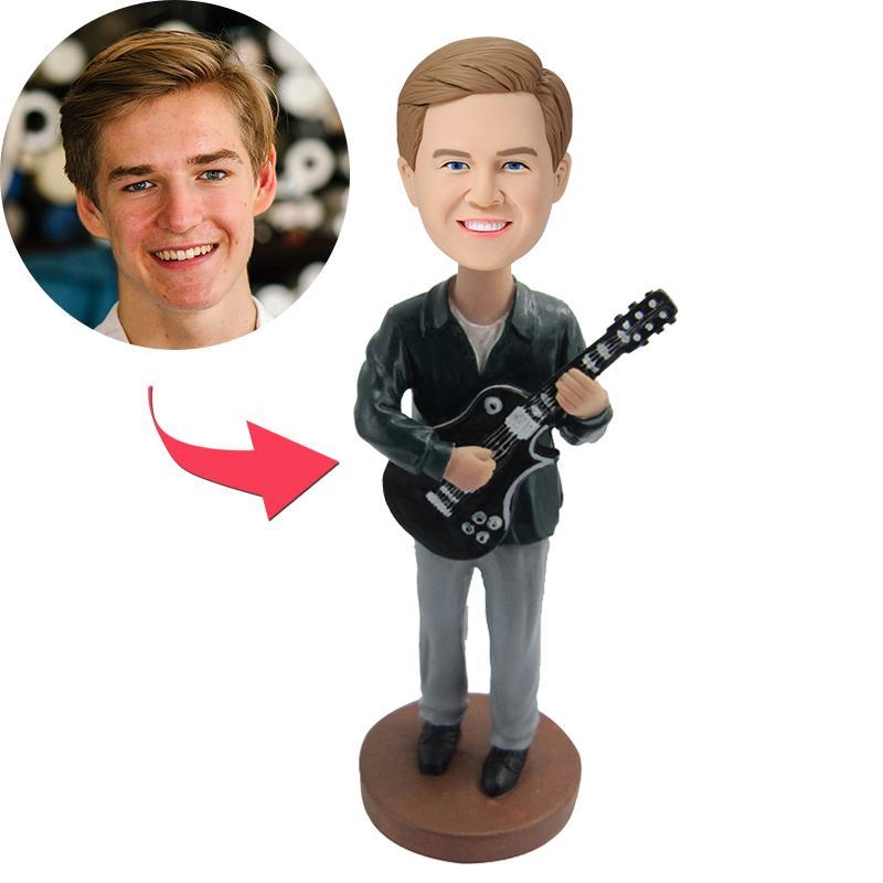 Personalizirani gitarist Bobblehead - Rockstar s graviranjem