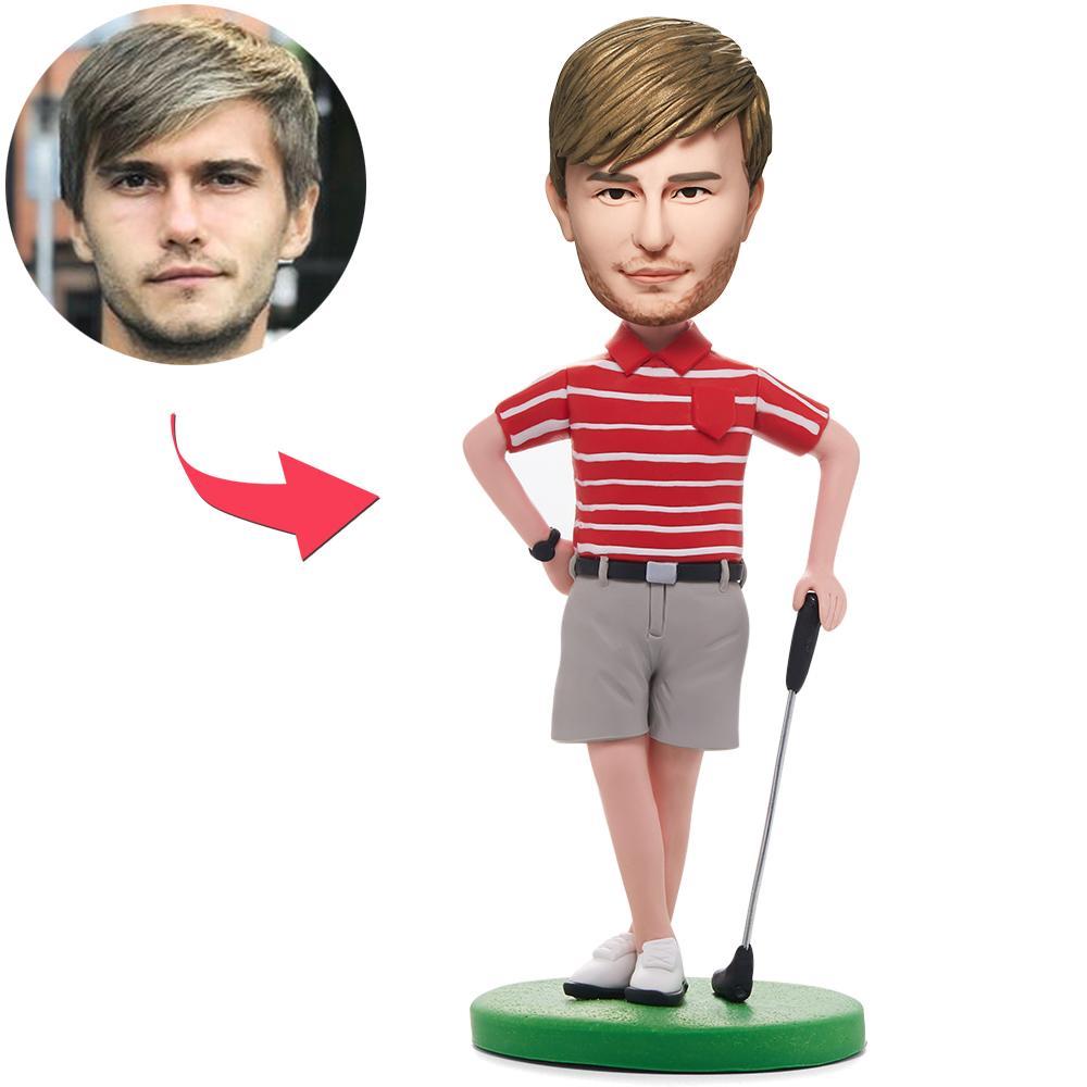 Personalized Golf Bobblehead – Golfer in red shirt with engraving