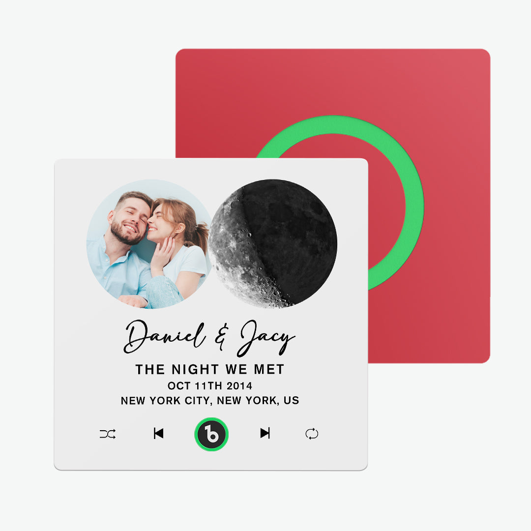 FridgeBeats Rahmenloser Individueller Musik-Magnet im Mondphasen-Design, Neue 4.0 Version – Perfektes Geschenk für den Partner zum Valentinstag.