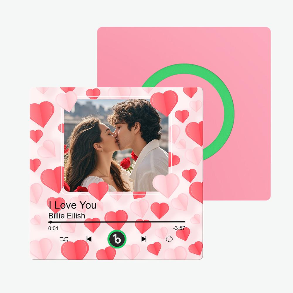 FridgeBeats Rahmenloser Individueller Foto-Kühlschrank-Magnet mit Herzen, Perfekt für den Valentinstag – Neue 4.0 Version.