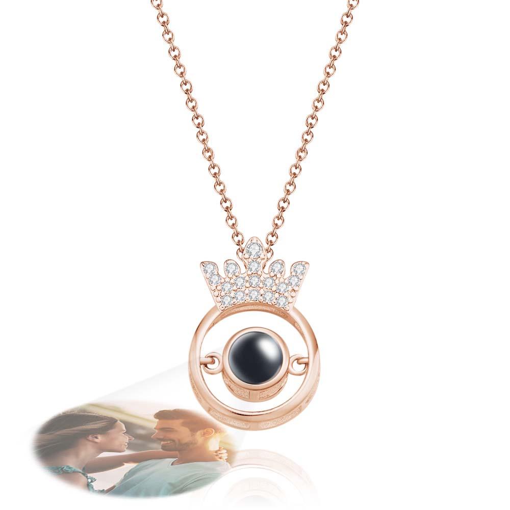 Personalisierte Foto-Projektionskette – Modischer Kronen-Anhänger Geschenk