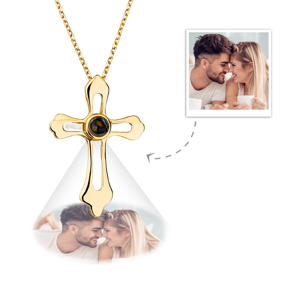 Personalized Projection Necklace – Cross Pendant Photo Necklace Gift for Her