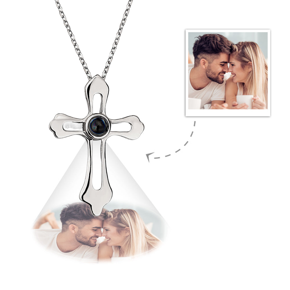 Personalized Projection Necklace – Cross Pendant Photo Necklace Gift for Her