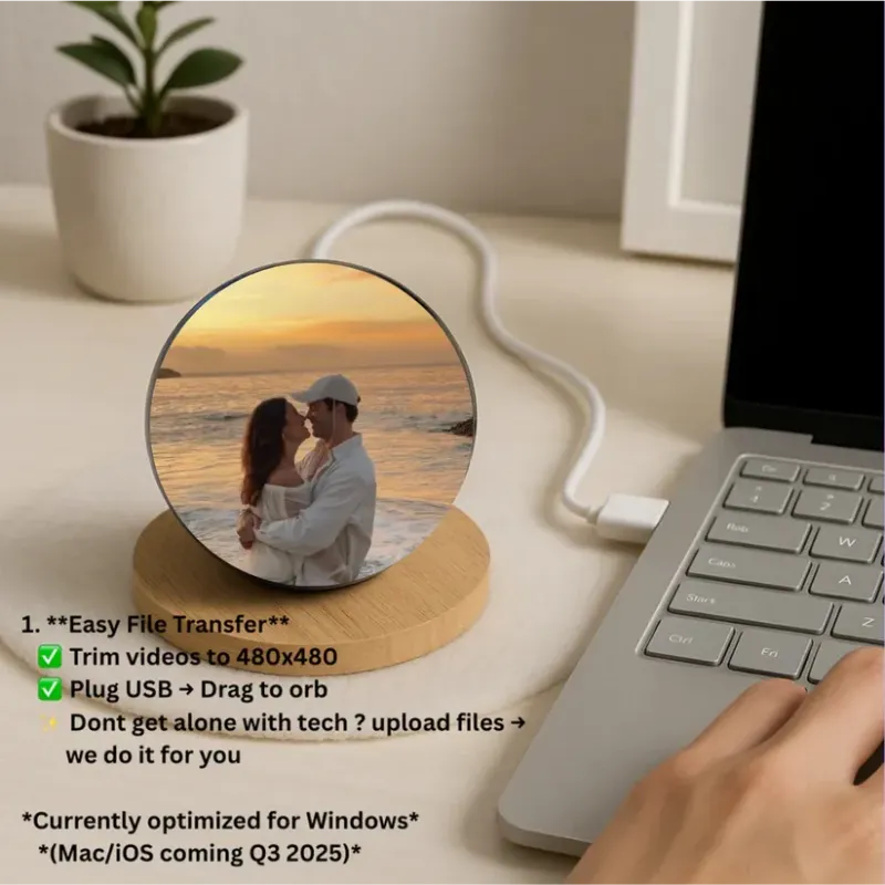 Glas Video Kugel Memory Orb - Abspielbare Video-Kugel, Personalisierbar, Perfekt für Liebende, Valentinstag, Geburtstag, Weihnachte, Feiern