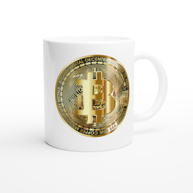 Exklusive Bitcoin Keramiktasse mit edlem Golddruck – 11oz / 330ml