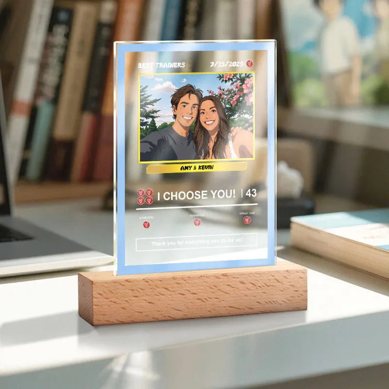 Personalisiertes Pokémon-Karten Nachtlicht | Acryl-Leuchtplakette mit Foto & Text (12x18cm)