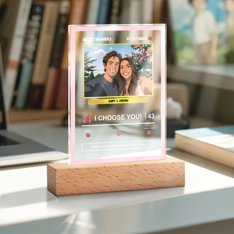 Personalisiertes Pokémon-Karten Nachtlicht | Acryl-Leuchtplakette mit Foto & Text (12x18cm)