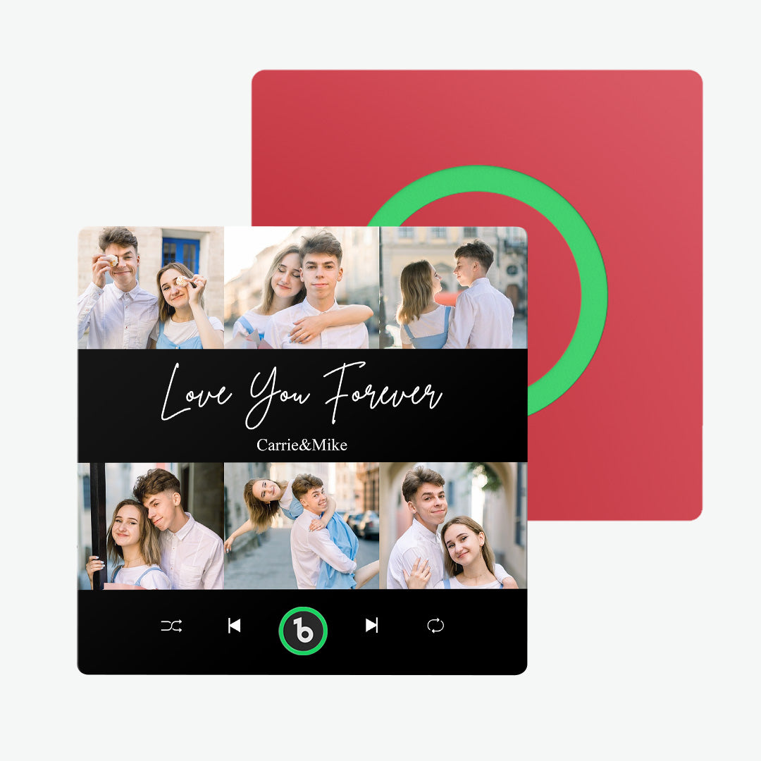 FridgeBeats Rahmenloser Individueller Foto- und Text-Magnet mit Musik, Perfekt für den Valentinstag – Neue 4.0 Version, Farbig