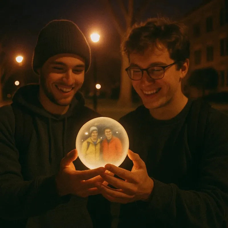 Glas Video Kugel Memory Orb - Abspielbare Video-Kugel, Personalisierbar, Perfekt für Liebende, Valentinstag, Geburtstag, Weihnachte, Feiern