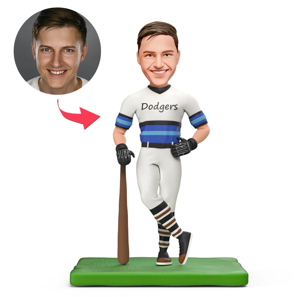 Personalizirani Baseball Bobblehead – Dodgers u bijelom dresu s gravurom
