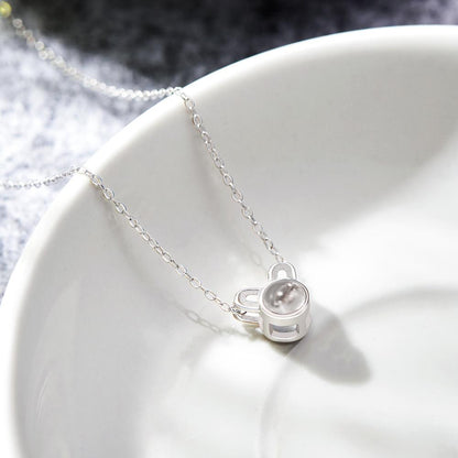 Personalized projection necklace – cute mouse pendant with your favorite motif