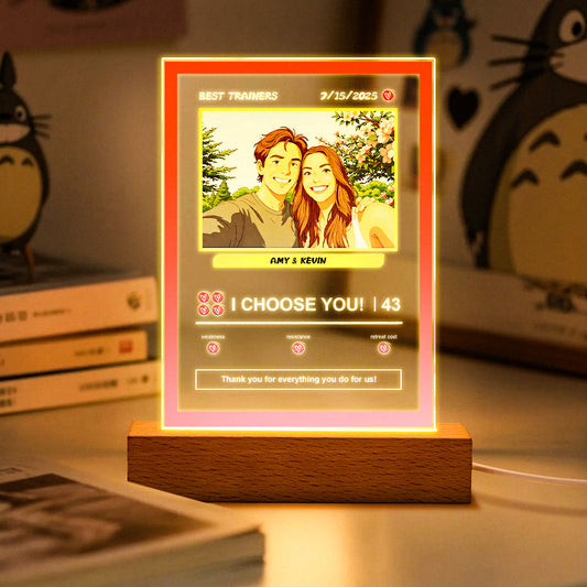 Personalisiertes Pokémon-Karten Nachtlicht | Acryl-Leuchtplakette mit Foto & Text (12x18cm)