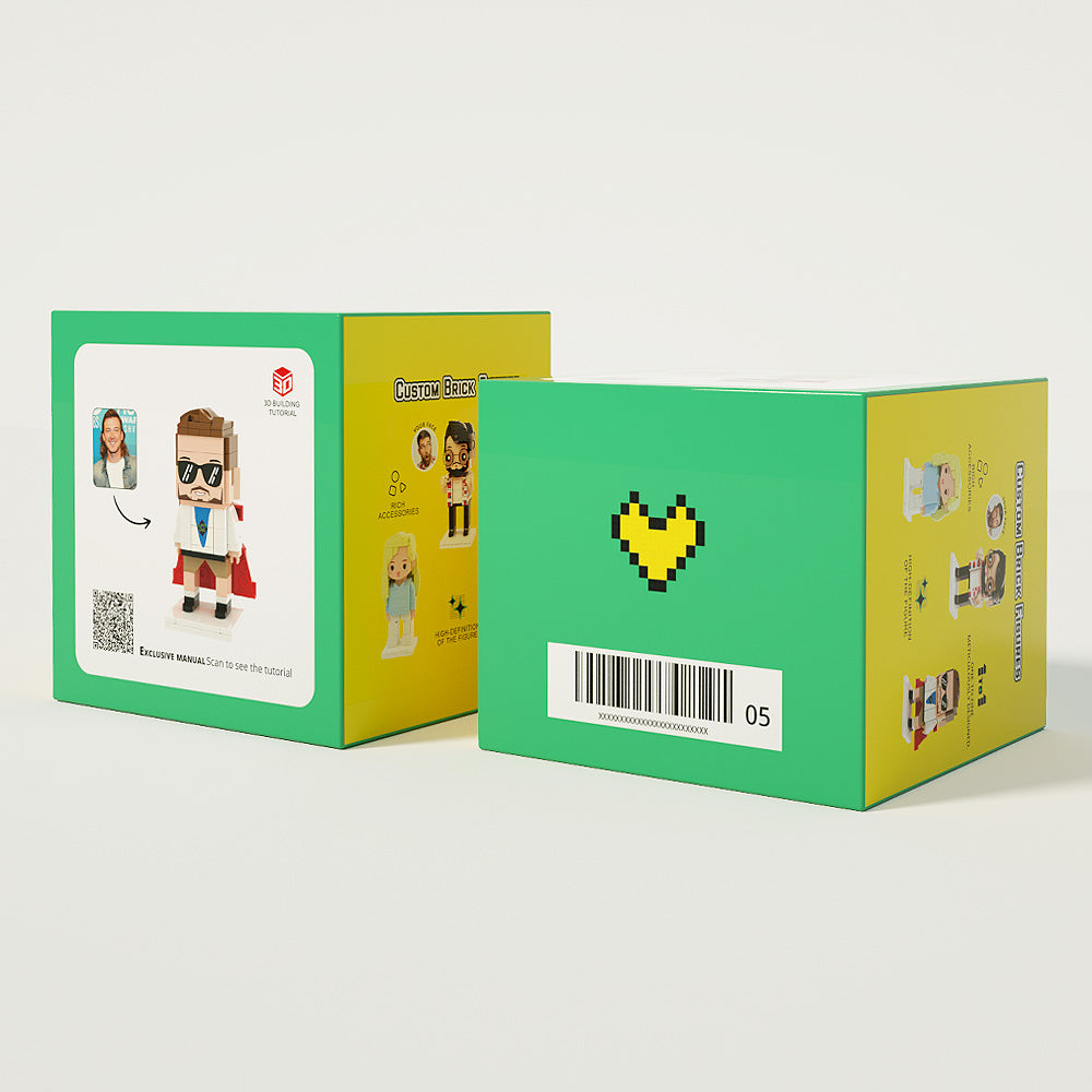 Kreative Erinnerungsfigur für Kinder – 3 Personen – Individuelle Brick-Figuren als Wachstumserinnerung