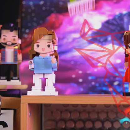 Vollständig personalisierbare Brick Figures für Paare mit Foto-Rahmen – Einzigartige Baustein-Dekoration und Geschenkidee für Ehepaare